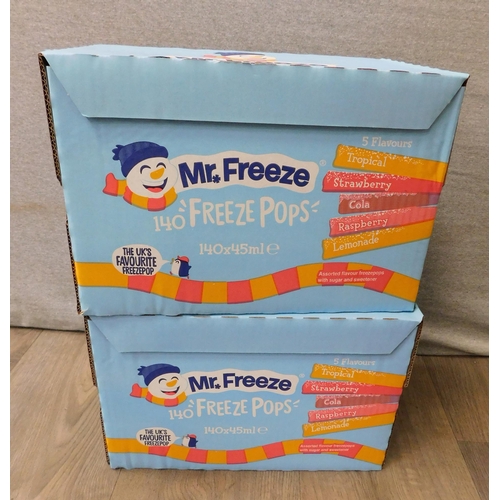 596 - 2 Boxes of 140 Freeze Pops - 5 flavours, BB 02/23