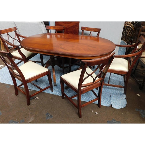 850 - Inlaid extending table & 6 chairs