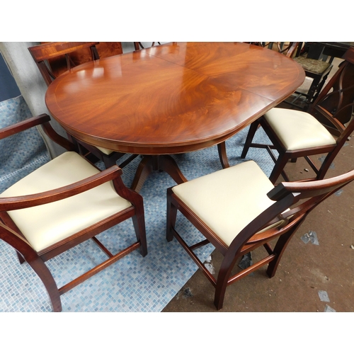 850 - Inlaid extending table & 6 chairs