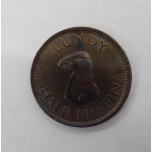 94D - 1929 dated - Lundy Island 1/2 Puffin coin