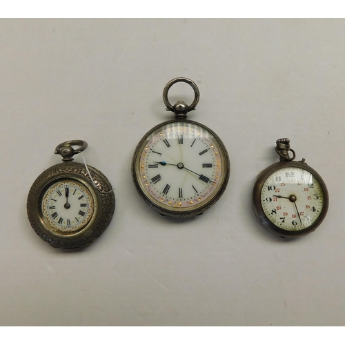 138 - Three - Antique & vintage - ladies silver cased/fob watches