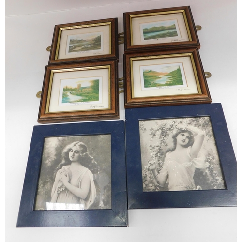 16 - Four - signed prints of Lake District - & two pre Raphaelite style prints