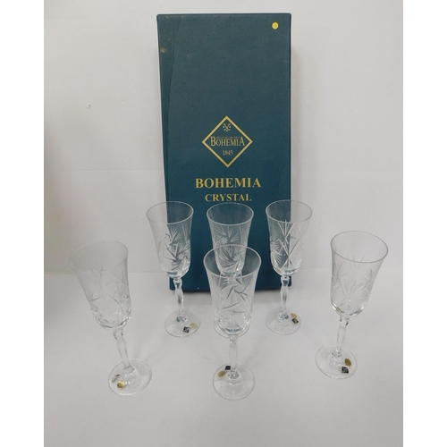 180A - Six - Bohemia glass/cut crystal wine glasses - as new/boxed