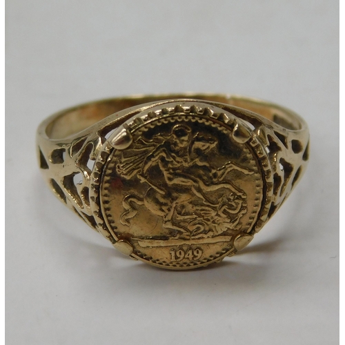 211 - 9ct Gold - St George ring/size N 1.7g