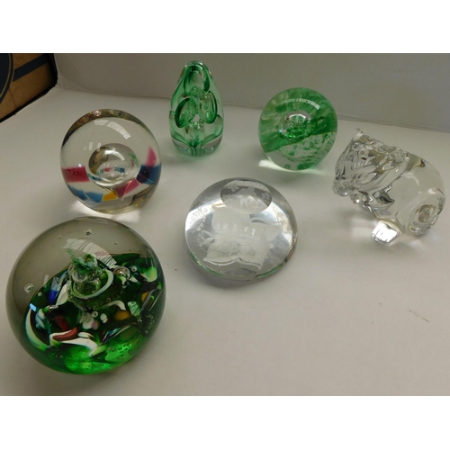 215 - Glass paperweights - some signed on base