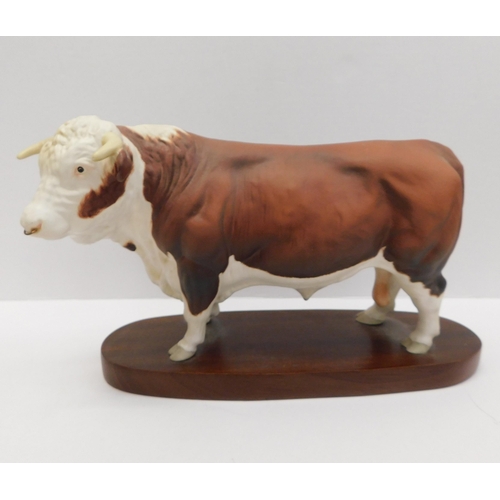 219 - Beswick - bull on plinth/connoisseur series - no damage