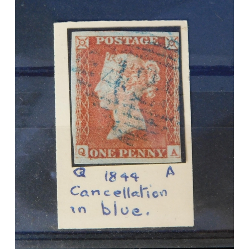 241 - Antique Victorian - 1841 dated/four margin - Penny Red stamp - with blue cancellation