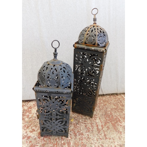 42 - Pair of metal - Moroccan style lanterns