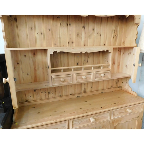 588 - Solid pine dresser (3 drawer, 3 cupboard) approx 60