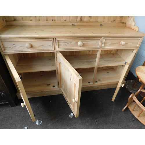 588 - Solid pine dresser (3 drawer, 3 cupboard) approx 60