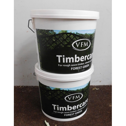 621 - 2x Unopened tubs (5L) of VFM Timbercare in Forest Green