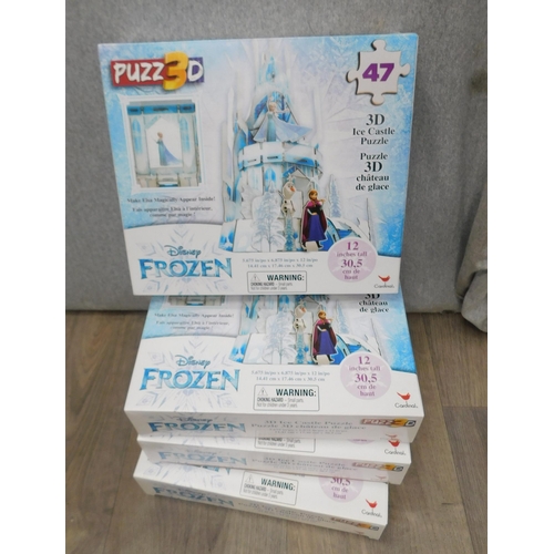 629 - 4 New and boxed Disney Frozen 47 piece 3D ice castle puzzle