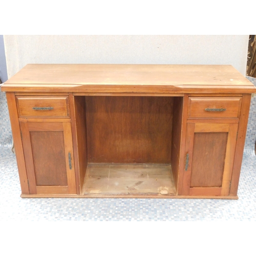 653 - Vintage mill desk with drawers and cupboards