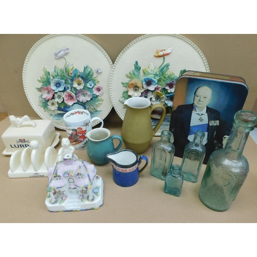 84 - Mixed items - including Lurpak/Wedgwood/Coalport & Denby