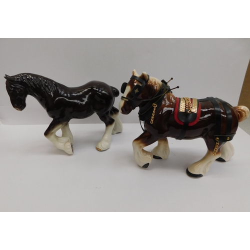 119 - Two - ceramic Shire horse figures