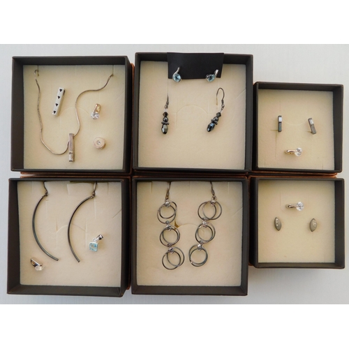 19 - Silver 925 collection of stud and drop earrings, nacklaces and pendants