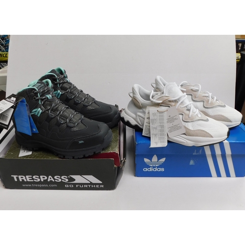 212 - Trespass Size 5 hiking boots and Adidas Size 5.5 trainers - both new and unworn