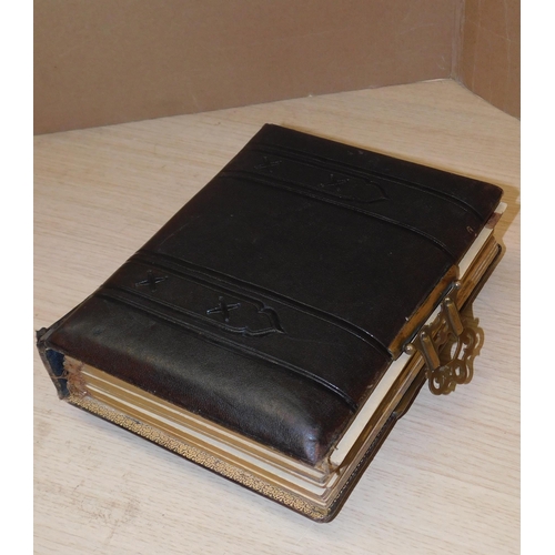 82 - Leather bound - photograph album/gold leaf pages