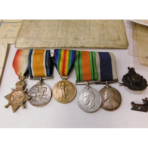 107 - WWI & WWII era medals - for PTE WS Osbourne of the Royal Marine Light Infantry (R.M.L.I) 8896 with p... 