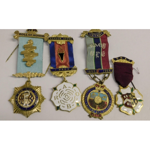 12 - Four - Gilt & enamel decorated - R.A.O.B medals & ribbons