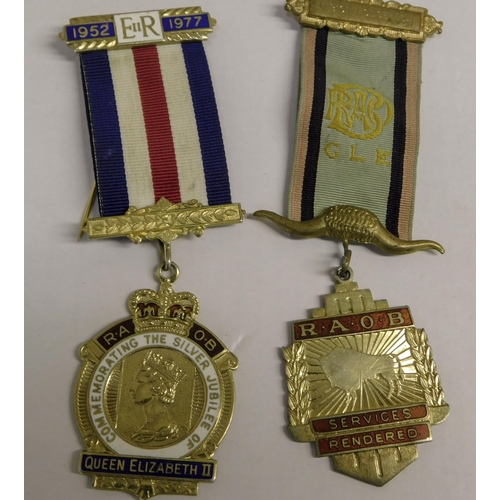 14 - Two - Sterling silver hallmarked & enamel decorated/R.A.O.B medals & ribbons - including Elizabeth I... 