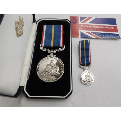 18 - British millitary issue - National Service Medals No. 71126 - full size & miniature medals/ribbons/c... 