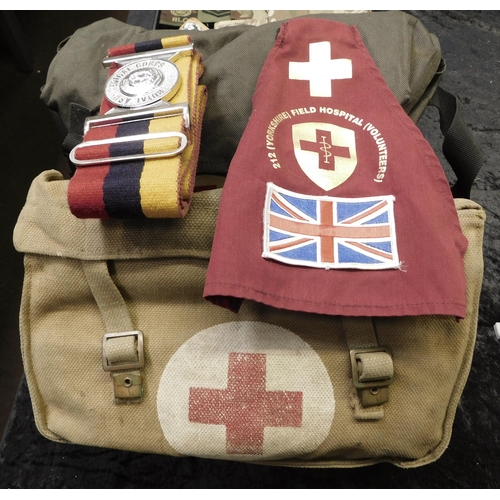 25 - Two - Military style - First Aid kits with medical items/RAMC belt & armband