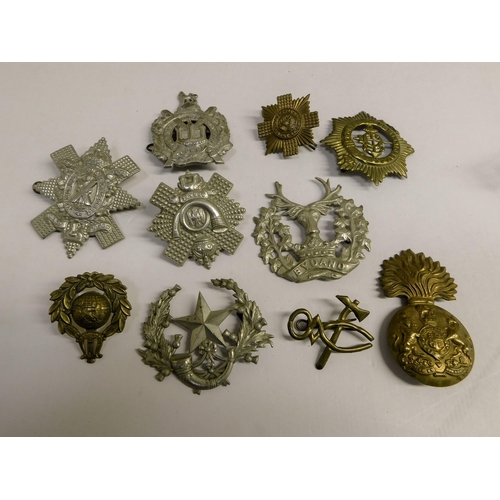 33 - Ten - Military cap badges - including Scottish regiments & Marines