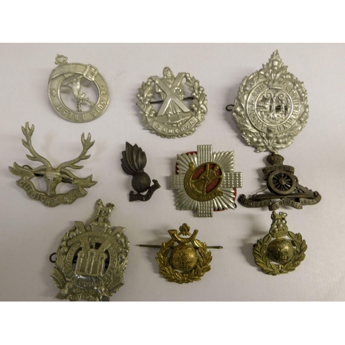 36 - Ten - Military cap badges - including Scottish regiments & Fusiliers