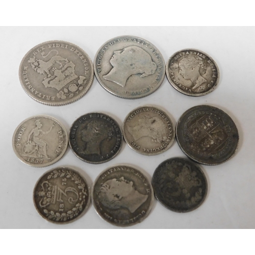 61 - Ten - Antique & Vintage - British silver coins including - Maundy/George IV/William IV & Victorian e... 