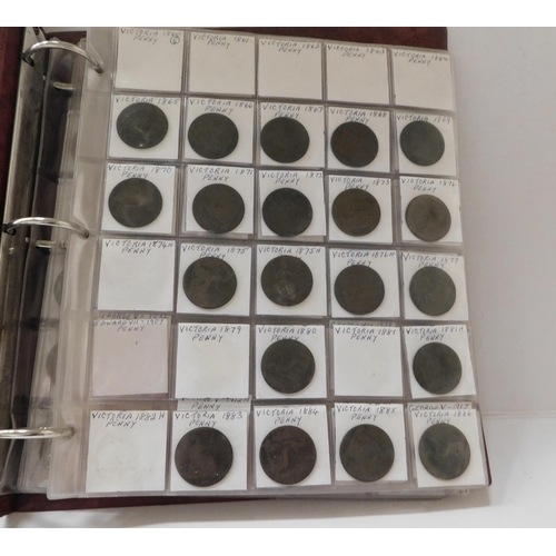 78 - Antique & Vintage pennies - including dates 1869 & 1871 - approximately 200 coins in album