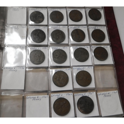 78 - Antique & Vintage pennies - including dates 1869 & 1871 - approximately 200 coins in album