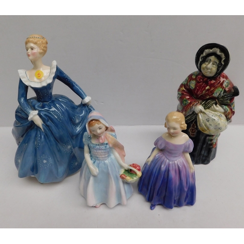 131 - Three - Royal Doulton figures & one other - includes Sairey Gamp/Fragrance/Marie & Wendy