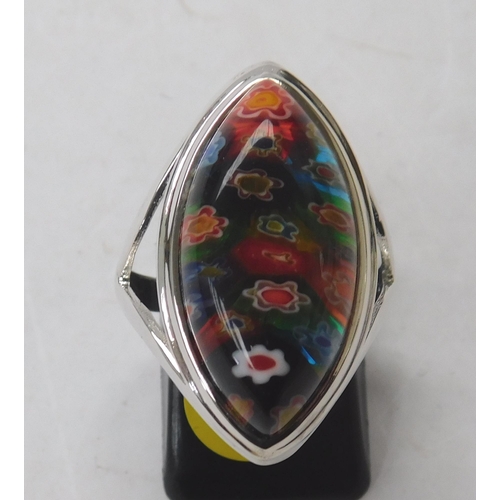 152 - Silver & millefiori ring