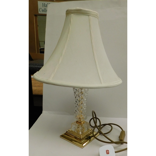 30 - Cut glass & brass - table lamp in W/O