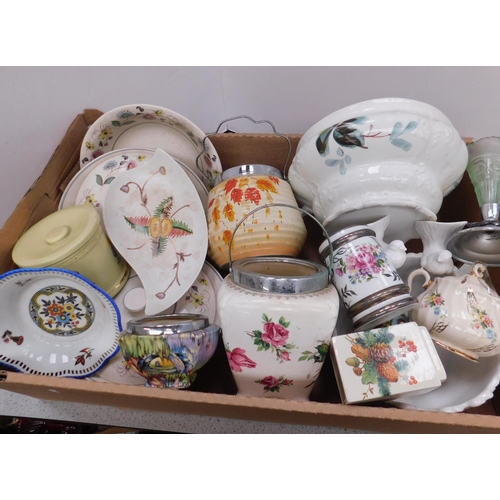 32 - Mixed ceramics - including Burslem & tea caddy