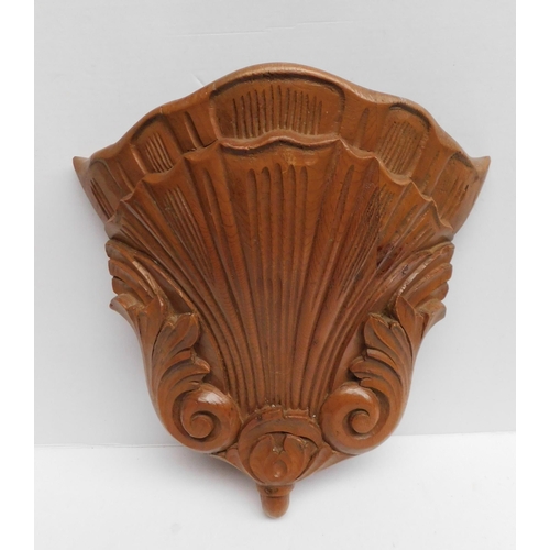 48 - Antique - carved pine/scallop shell - wall pocket