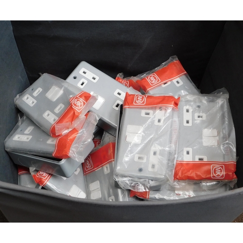 526 - Box of approx. 20 new and sealed electric socket plates and back boxes