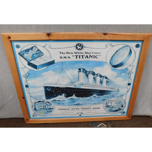 546A - Large framed Titanic poster approx 26.5 x 34