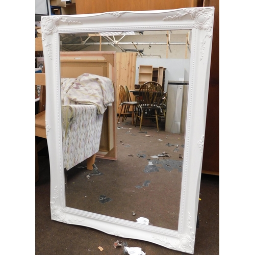 565 - Large white framed  mirror - approx. 29