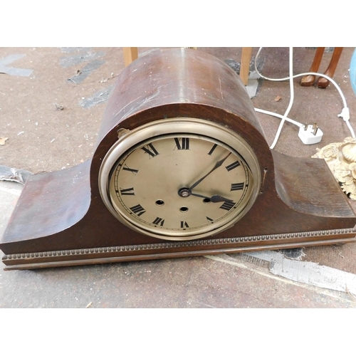 587a - Brass standard lamp, decorative table lamp & mantle clock