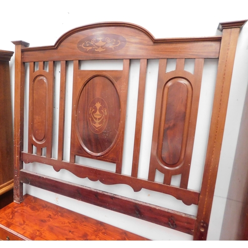 588A - Large inlaid mahogany triple wardrobe & matching headboard