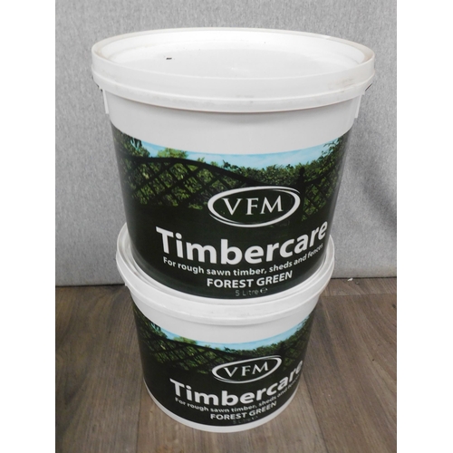 592 - 2x 5L Forest green Timbercare-for rough sawn timber sheds & fences