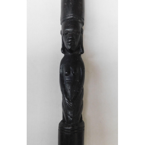 83 - Walking stick - African hard black wood - hand carved