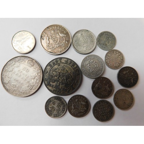 62 - Fourteen - Antique & Vintage - British Colonial silver coins - including Australia/Canada & Hong Kon... 