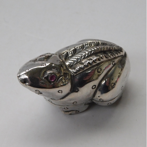 118 - 925 - silver trinket dish - frog with red stone set eyes