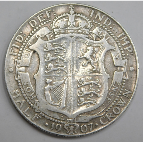 128 - Antique silver - 1907 dated - Half Crown coin