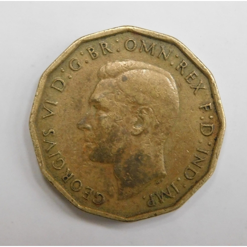 148 - 1946 dated - brass Three Pence coin