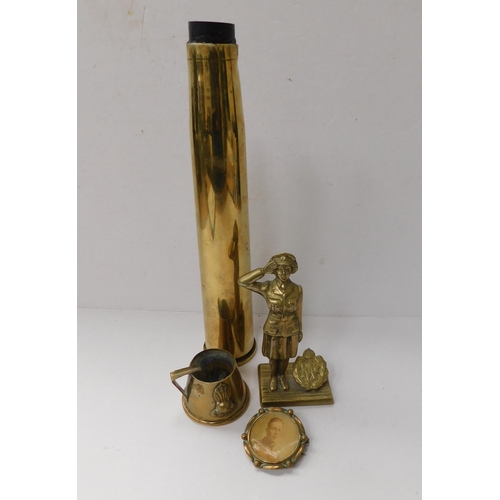 15 - Trench art & brass RAF figure