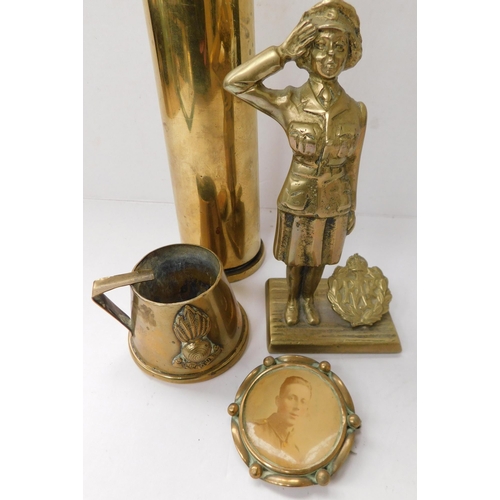 15 - Trench art & brass RAF figure